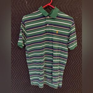Ralph Lauren Green and Blue Striped Polo Shirt